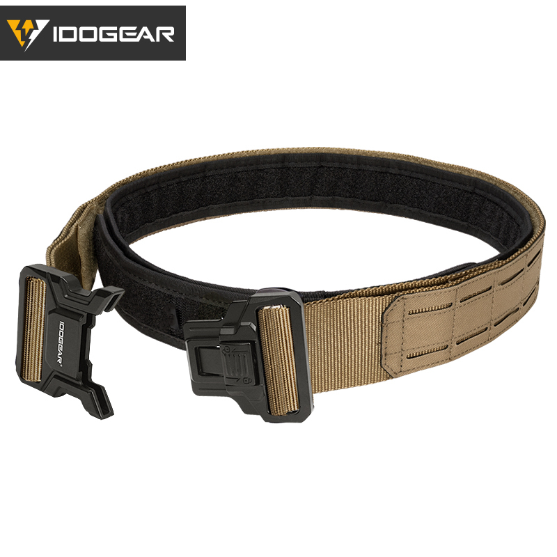 IDOGEAR Tactical 2" Belt with Metal Buckle Laser Cut MOLLE for Outdoor Training 3445