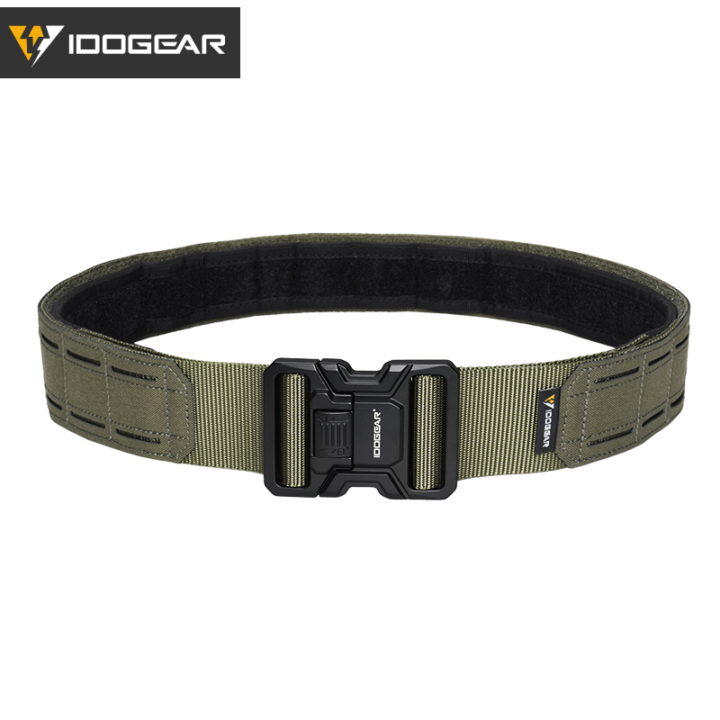IDOGEAR Tactical 2" Belt with Metal Buckle Laser Cut MOLLE for Outdoor Training 3445