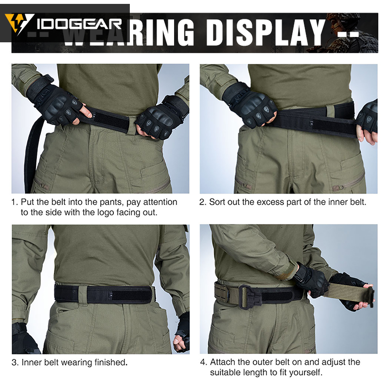 IDOGEAR Tactical 2" Belt with Metal Buckle Laser Cut MOLLE for Outdoor Training 3445