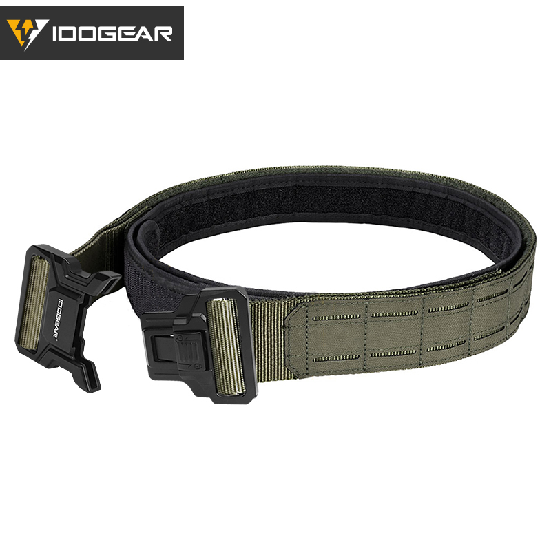 IDOGEAR Tactical 2" Belt with Metal Buckle Laser Cut MOLLE for Outdoor Training 3445