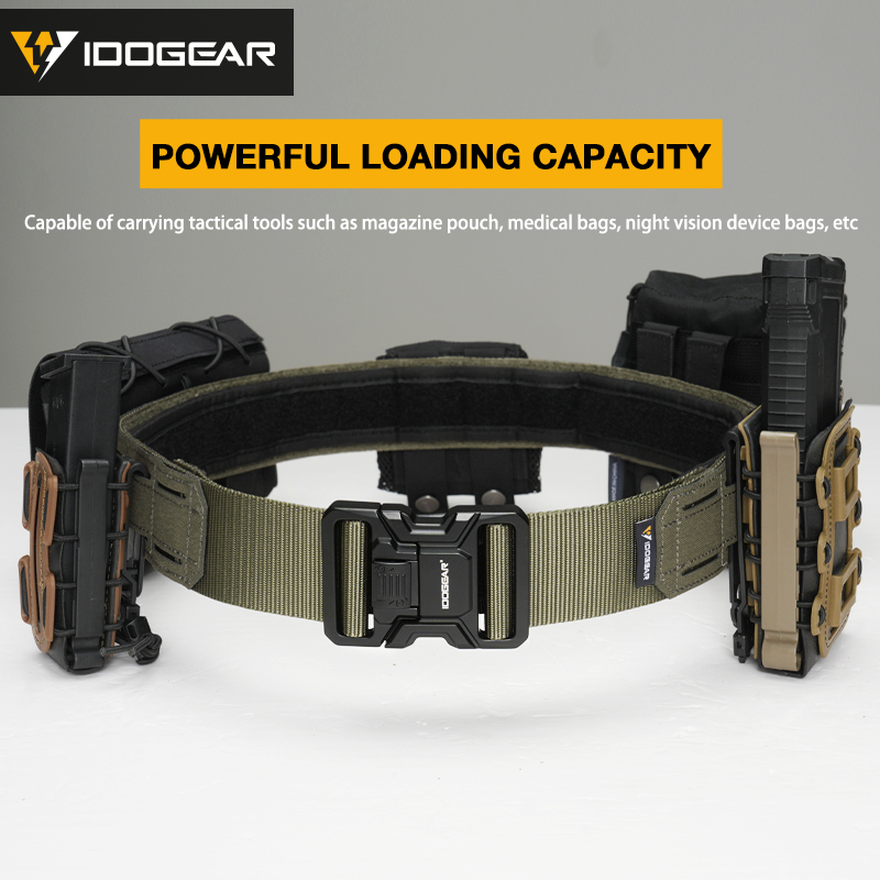 IDOGEAR Tactical 2" Belt with Metal Buckle Laser Cut MOLLE for Outdoor Training 3445