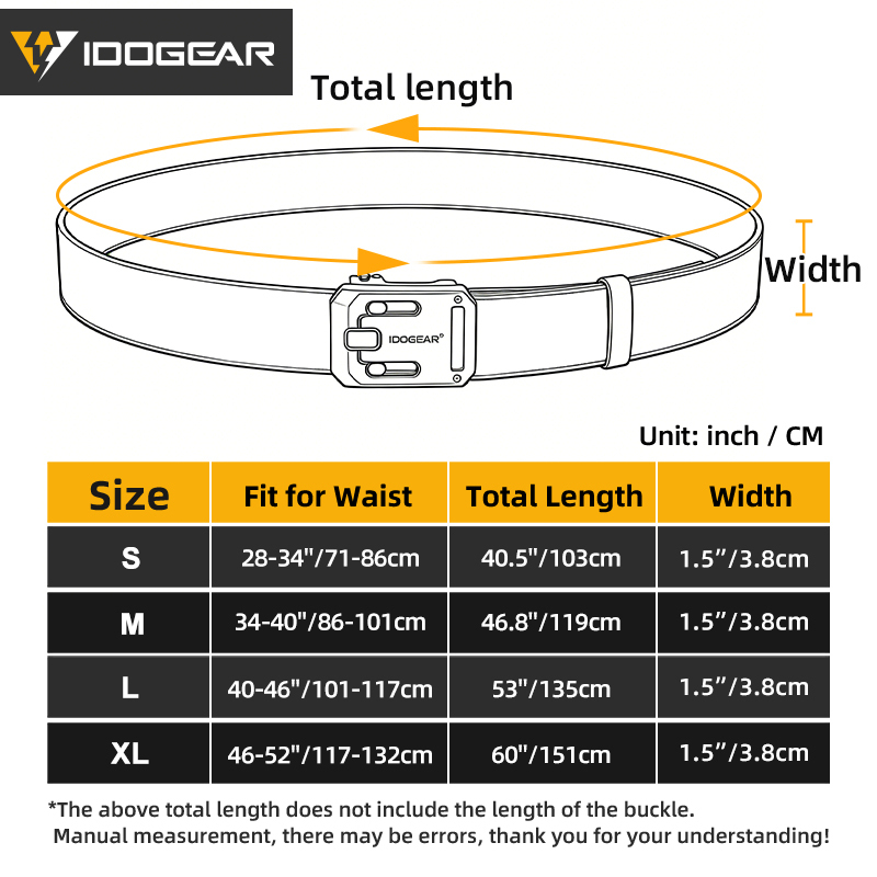 IDOGEAR Tactical 1.5" Nylon Belt with Magnetic Buckle Hard Steel Structure Quick Release 3446 