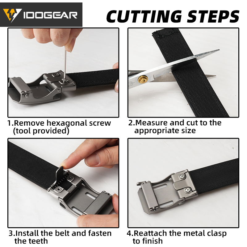 IDOGEAR Tactical 1.5" Ratchet Nylon Belt with Adjustable Metal Buckle Reinforce Sport Belt 3447