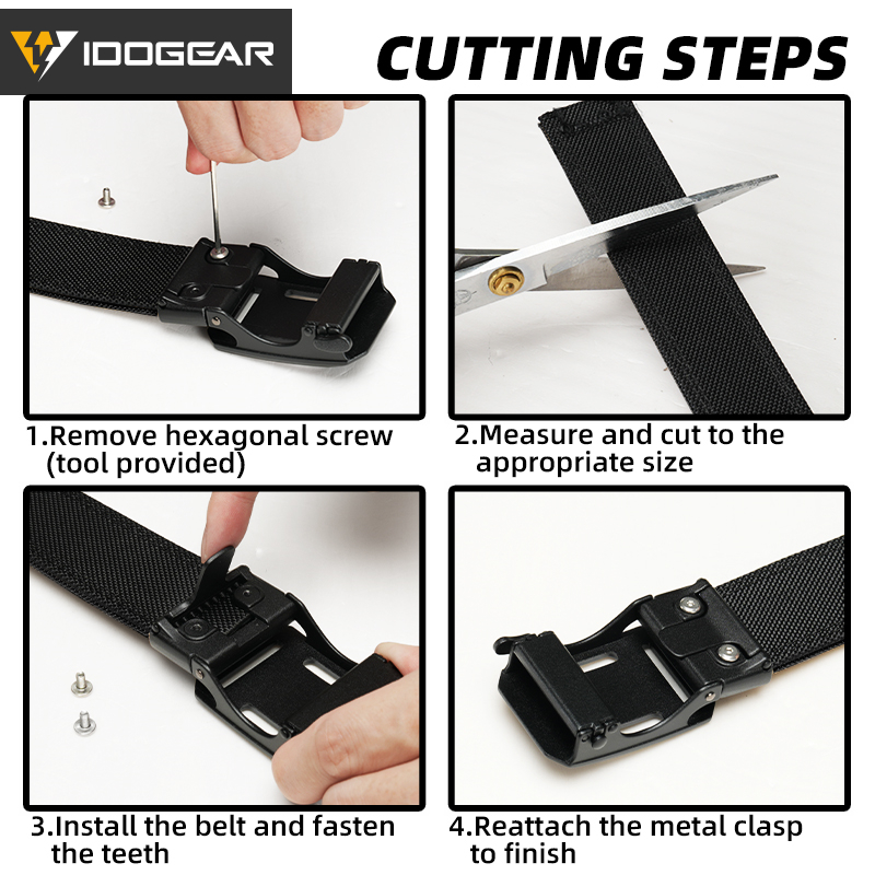 IDOGEAR 1.5" Ratchet Belt Quick Release Buckle No‑Hole Cut‑to‑Fit Nylon CCW Belt for Men Adjustable Work Outdoor Daily Business Belt 3447