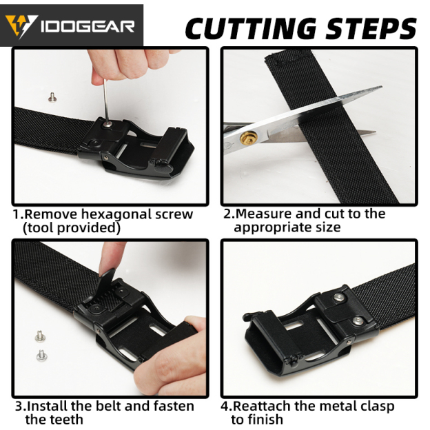 IDOGEAR 1.5" Ratchet Belt Quick Release Buckle No‑Hole Cut‑to‑Fit Nylon CCW Belt for Men Adjustable Work Outdoor Daily Business Belt 3447