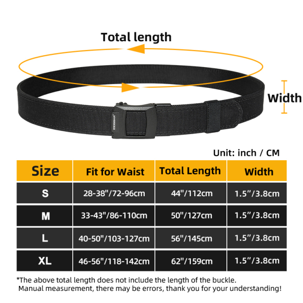 IDOGEAR Men’s 1.5" Nylon Web Strap Ratchet CCW Belts Quick-Release No-hole Micro-Adjustable Cut-to-fit  3448
