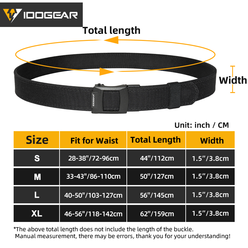 IDOGEAR Men’s 1.5" Nylon Web Strap Ratchet CCW Belts Quick-Release Buckle No-hole Micro-Adjustable Waist Work Belts Gift for Friends Lover or Father Casual Belt Cut-to-fit Design 3448