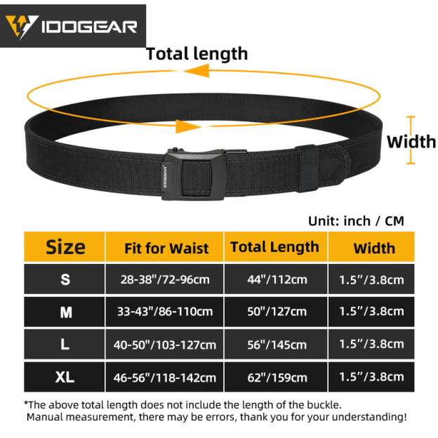 IDOGEAR Men’s 1.5" Nylon Web Strap Ratchet CCW Belts Quick-Release Buckle No-hole Micro-Adjustable Waist Work Belts Gift for Friends Lover or Father Casual Belt Cut-to-fit Design 3448