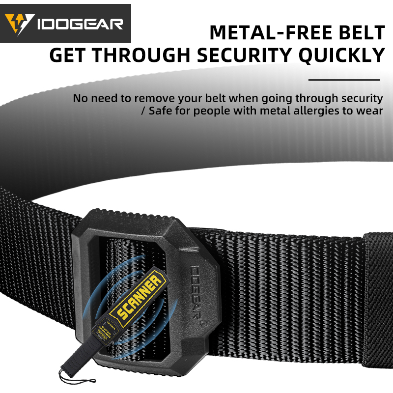 IDOGEAR 1.5" Metal-Free Nylon Tactical Belt POM Plastic Quick Adjust Buckle 3452