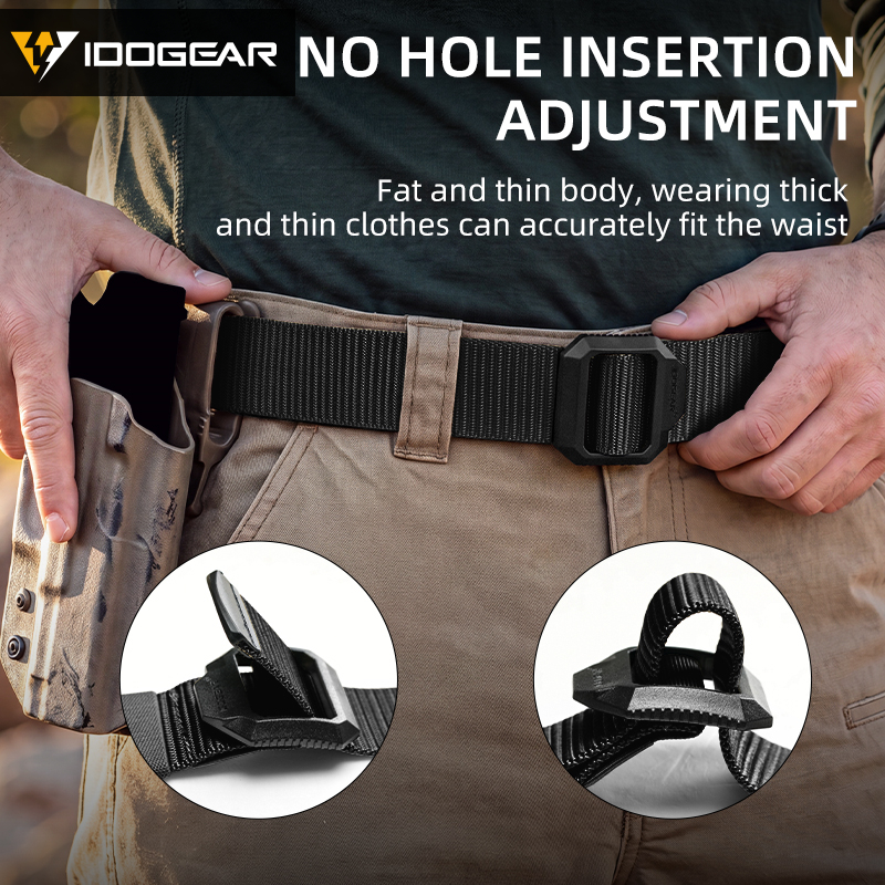 IDOGEAR 1.5" Metal-Free Nylon Tactical Belt POM Plastic Quick Adjust Buckle 3452