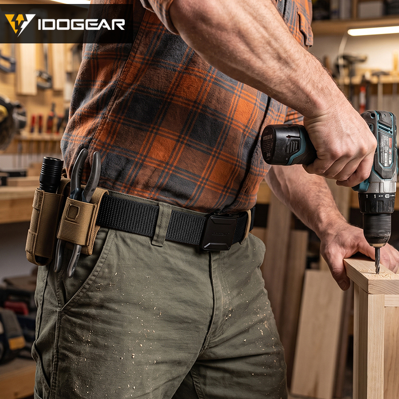IDOGEAR Men's No-Hole Nylon Work Belt Quick Release Buckle Adjustable Utility Belt 3455