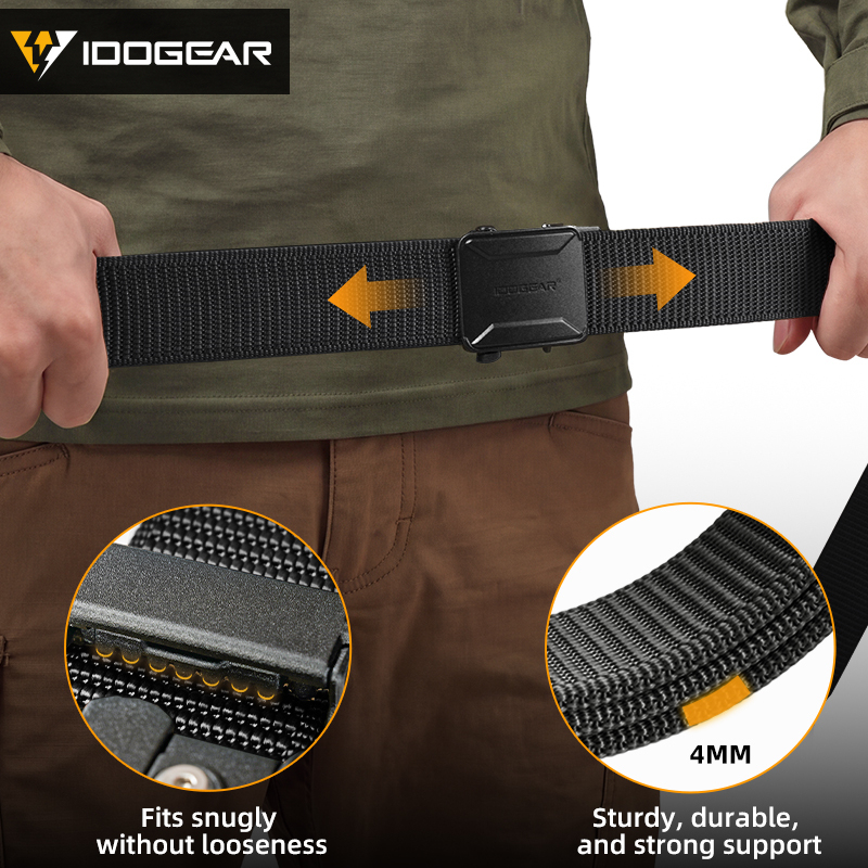 IDOGEAR Men's No-Hole Nylon Work Belt Quick Release Buckle Adjustable Utility Belt 3455
