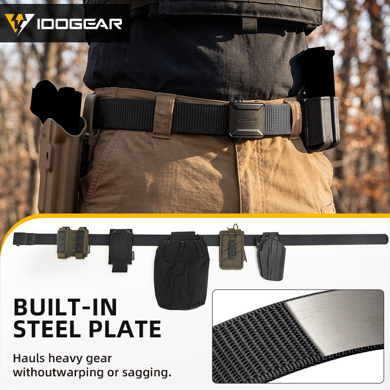 IDOGEAR Men's No-Hole Nylon Work Belt Quick Release Buckle Adjustable Utility Belt 3455
