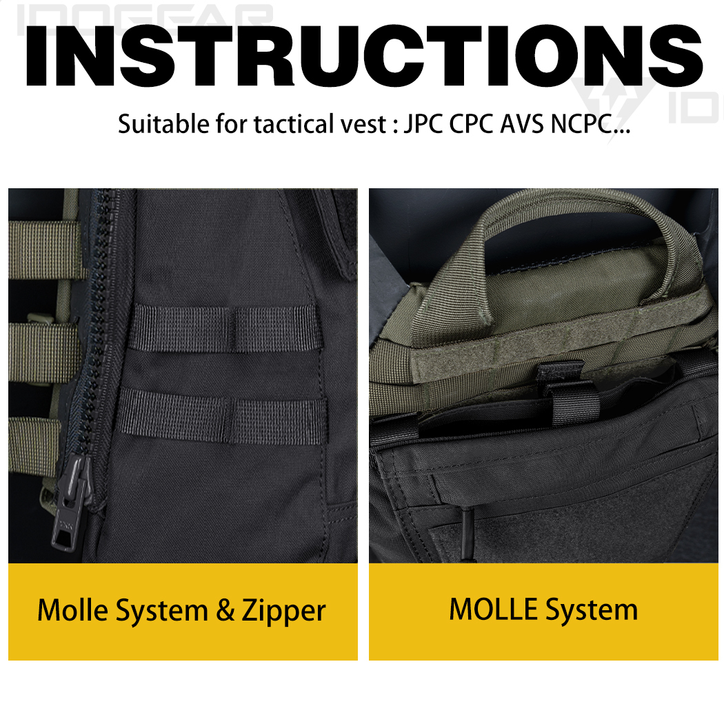 IDOGEAR Tactical Zip-on Panel Pouch Backpack Vest Accessory