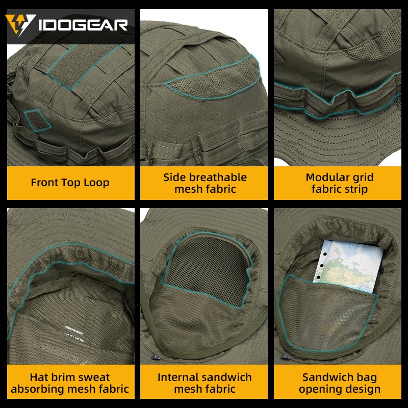 IDOGEAR Tactical UFS Boonie Hat Portable Adjustable Breathable Sweat-absorbing Outdoor Camping Hiking 3623