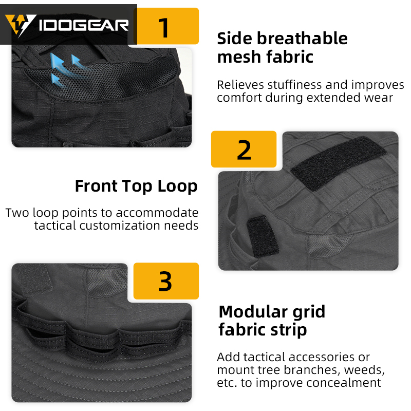 IDOGEAR Outdoor Boonie Hat Waterproof Ripstop Sun Hat with Wide Brim 3624