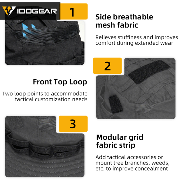 IDOGEAR Outdoor Boonie Hat Waterproof Ripstop Sun Hat with Wide Brim 3624