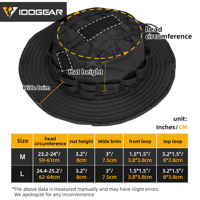 IDOGEAR Outdoor Boonie Hat Waterproof Ripstop Sun Hat with Wide Brim 3624