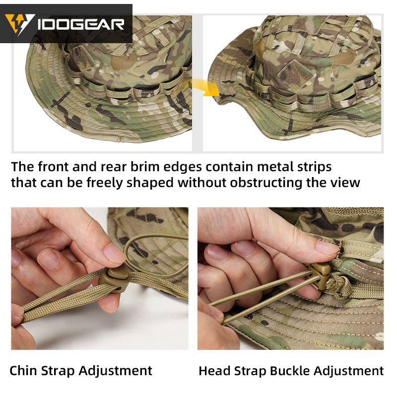 IDOGEAR Wide Brim Outdoor Boonie Hat Breathable Sun Hat with Adjustable Chin Strap 3624