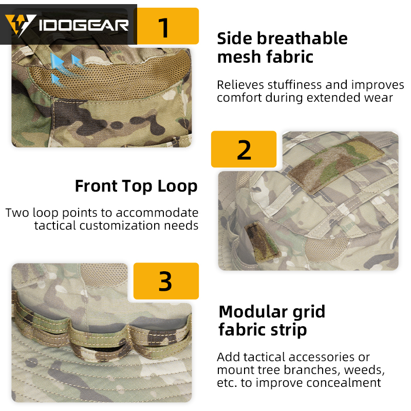IDOGEAR Wide Brim Outdoor Boonie Hat Breathable Sun Hat with Adjustable Chin Strap 3624