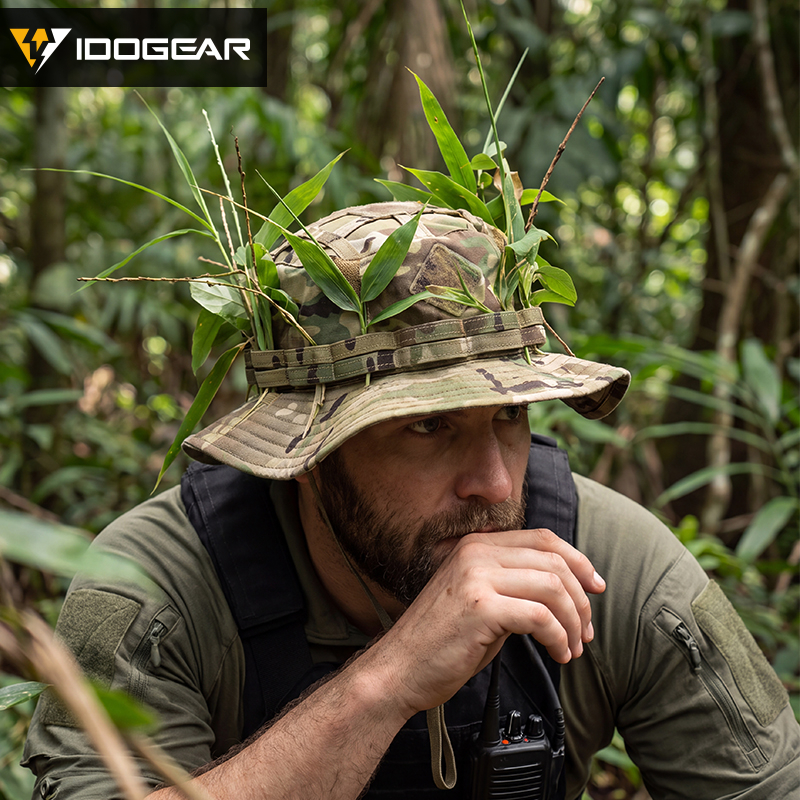 IDOGEAR Wide Brim Outdoor Boonie Hat Breathable Sun Hat with Adjustable Chin Strap 3624