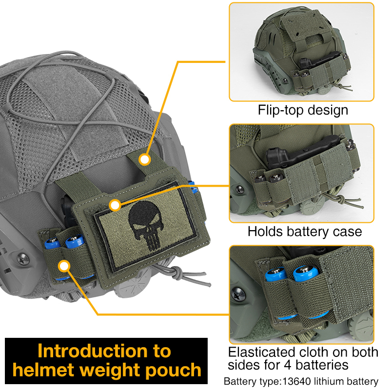 IDOGEAR Tactical Helmet Cover For Fast Helmet with NVG Battery Pouch M/L Size Fast Helmet Cloth Ranger Green 3813