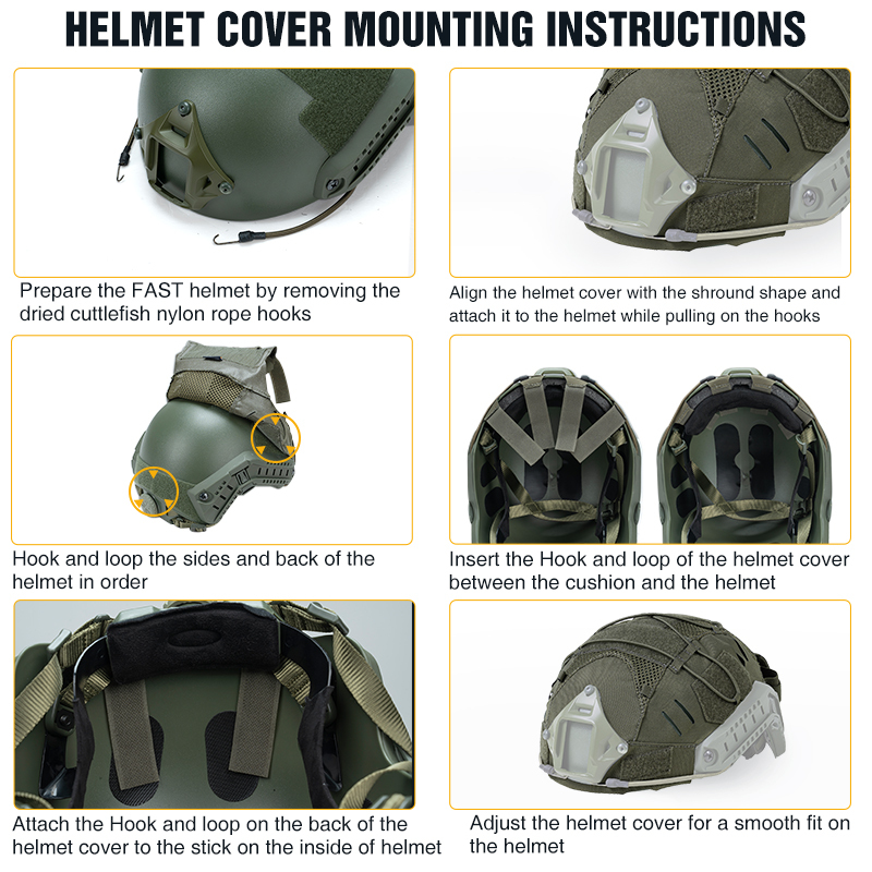 IDOGEAR Tactical Helmet Cover For Fast Helmet with NVG Battery Pouch M/L Size Fast Helmet Cloth Ranger Green 3813