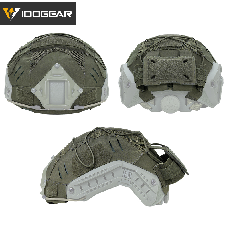 IDOGEAR Tactical Helmet Cover For Fast Helmet with NVG Battery Pouch M/L Size Fast Helmet Cloth 3813