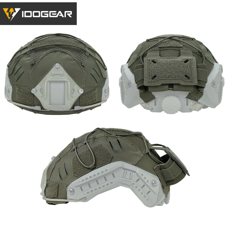 IDOGEAR Tactical Helmet Cover For Fast Helmet with NVG Battery Pouch M/L Size Fast Helmet Cloth 3813
