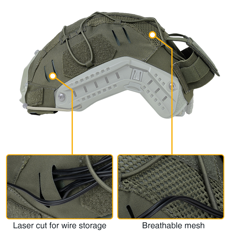 IDOGEAR Tactical Helmet Cover For Fast Helmet with NVG Battery Pouch M/L Size Fast Helmet Cloth Ranger Green 3813