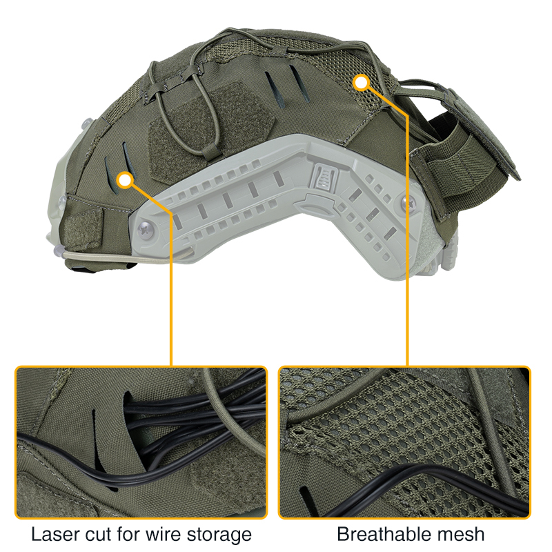 IDOGEAR Tactical Helmet Cover For Fast Helmet with NVG Battery Pouch M/L Size Fast Helmet Cloth Ranger Green 3813