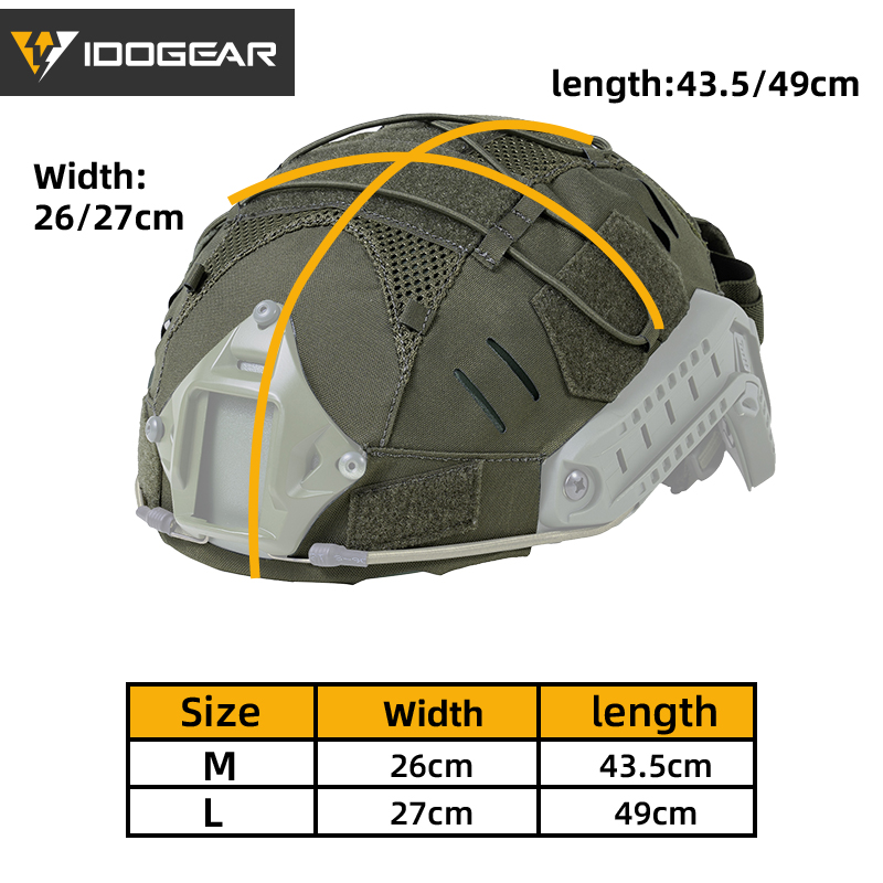 IDOGEAR Tactical Helmet Cover with NVG Battery Pouch Ranger Green 3813