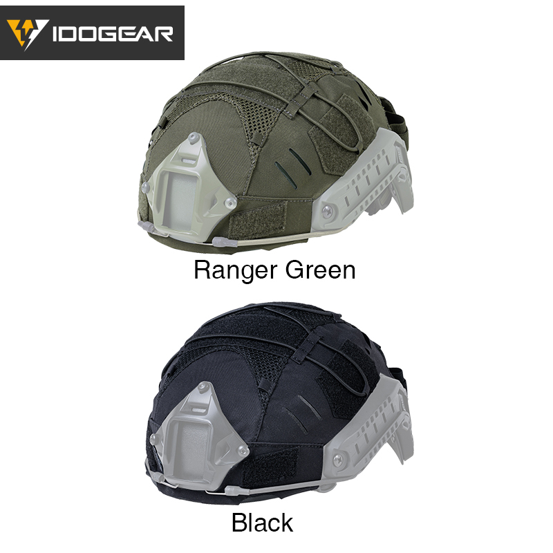 IDOGEAR Tactical Helmet Cover with NVG Battery Pouch Ranger Green 3813