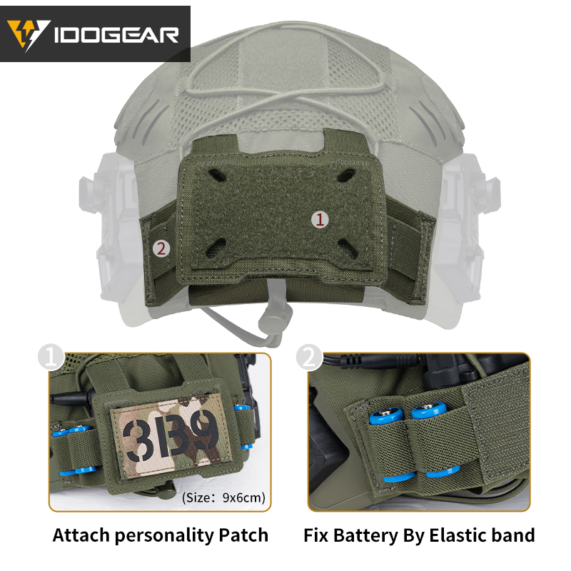 IDOGEAR Tactical Helmet Cover For Wendy Helmet with NVG Battery Pouch 3814
