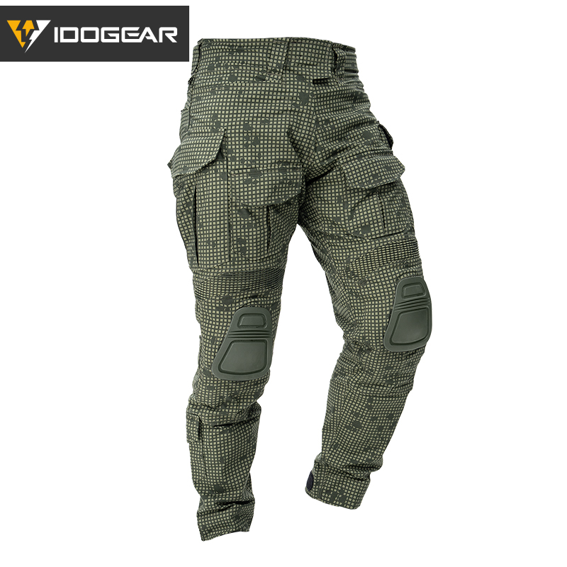 IDOGEAR Men's G3 Tactical Pants with Knee Pads Rapid Assault Camo Trousers move flexibly 3201