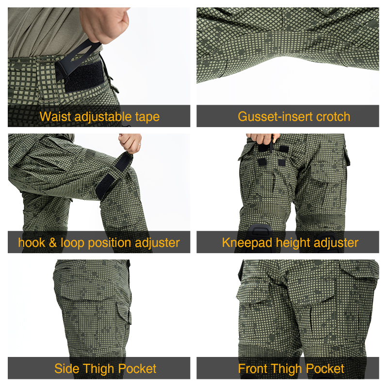 IDOGEAR Men's G3 Tactical Pants with Knee Pads Rapid Assault Camo Trousers move flexibly 3201