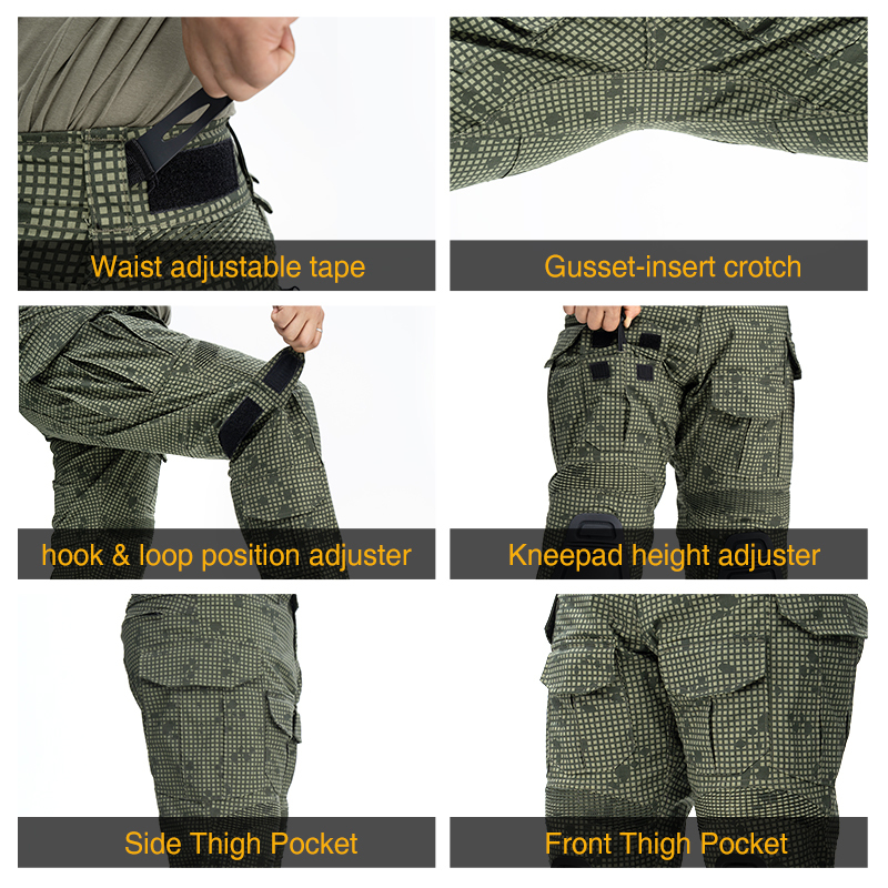 IDOGEAR Men's G3 Tactical Pants with Knee Pads Rapid Assault Camo Trousers move flexibly 3201