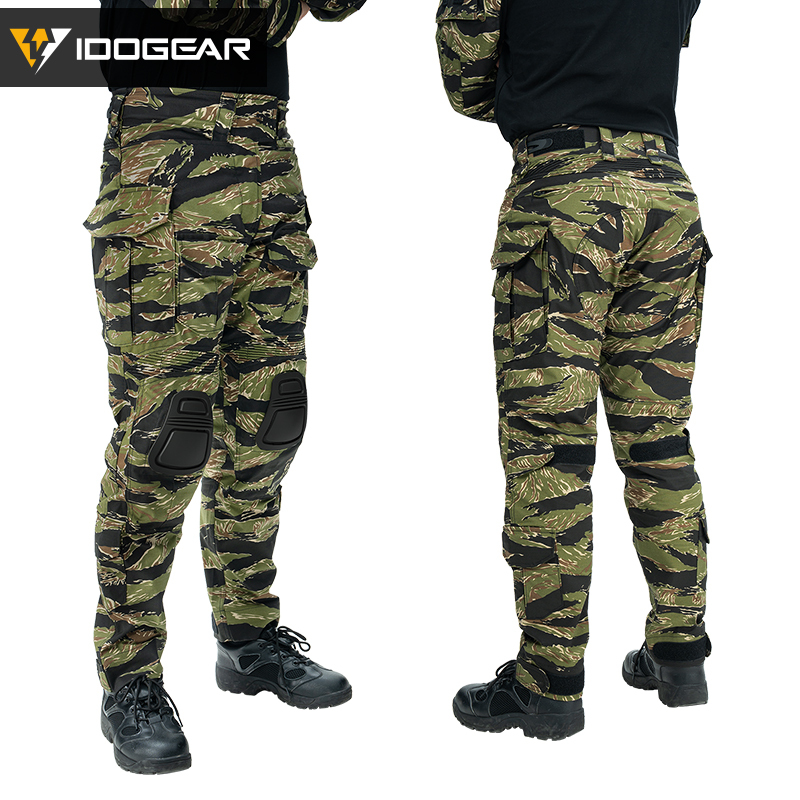 IDOGEAR Men's G3 Camo Pants with Knee Pads Rapid Assault Camo Trousers For Outdoor Training 3201