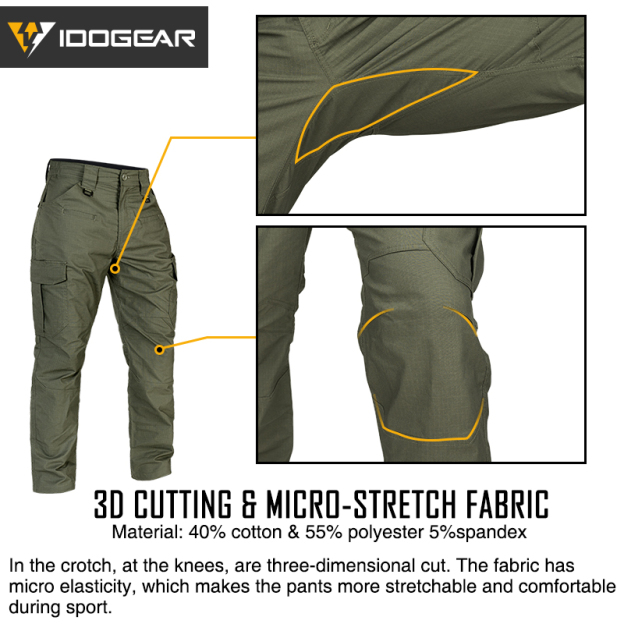 【FLASH SALE】IDOGEAR BSR Flex Tactical Pants Men's Cargo Trousers For Airsoft, Military Combat Pants 3213-IDOGEAR INDUSTRIAL