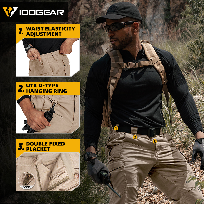 IDOGEAR Men's Water Repellent Ripstop Pants EDC Hiking Pants Outdoors Duty Training PA3216