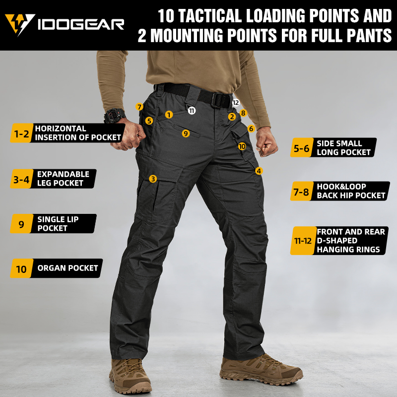IDOGEAR Tactical Cargo JF Flex Pants Water-repellent Tear-resistant Slight Elastic Outdoor Training 3217