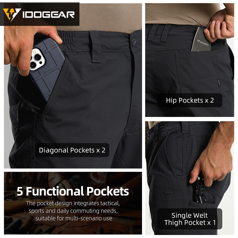 IDOGEAR IP3 Tactical Cargo Pants Water Resistant Stretch Ripstop Elastic Wais for Police Duty Daily 3219
