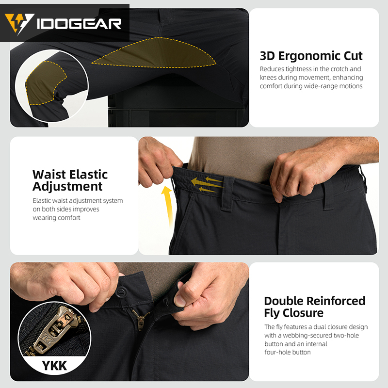 IDOGEAR IP3 Tactical Cargo Pants Water Resistant Stretch Ripstop Elastic Wais for Police Duty Daily 3219