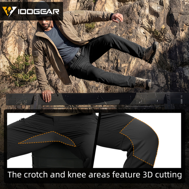 IDOGEAR IP4 Elastic Tactical Cargo Pants Water Repellent Ripstop Lightweight Work Pants for Daily EDC Hiking Outdoor 3320