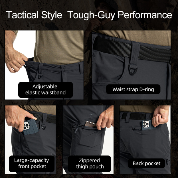 IDOGEAR IP4 Elastic Cargo Pants Water Repellent Quick Dry 4-Way Stretch Lightweight Work Pants 3320