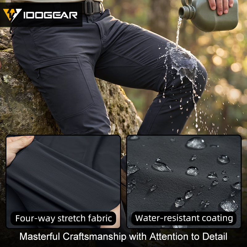 IDOGEAR IP4 Elastic Cargo Pants Water Repellent Quick Dry 4-Way Stretch Lightweight Work Pants 3320