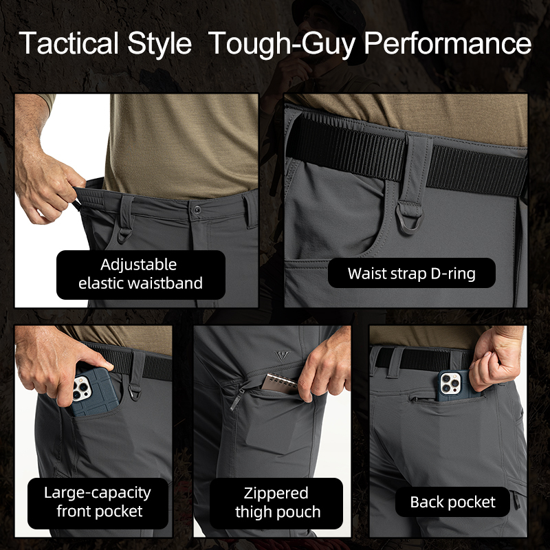 IDOGEAR IP4 Elastic Cargo Pants Water Repellent Quick Dry 4-Way Stretch Lightweight Work Pants 3320