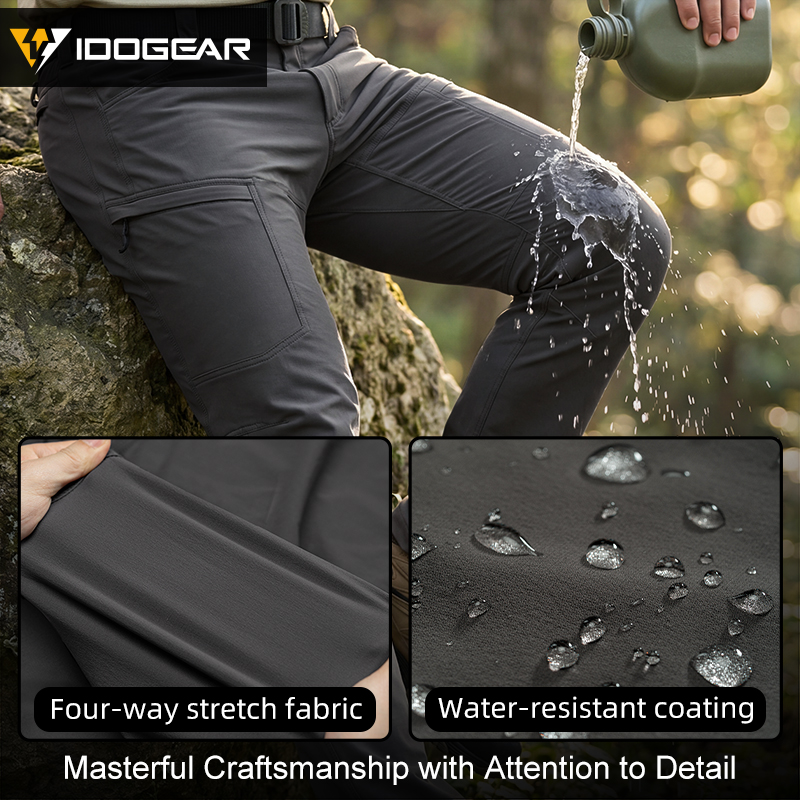 IDOGEAR IP4 Elastic Cargo Pants Water Repellent Quick Dry 4-Way Stretch Lightweight Work Pants 3320