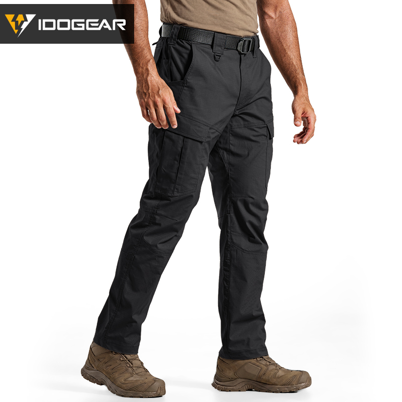 IDOGEAR Men's Ripstop Multi-Pocket Cargo Pants Water Resistant Outdoor Stretch Work Pants 3222