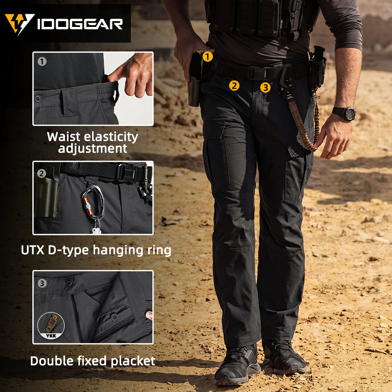 IDOGEAR Men's Ripstop Multi-Pocket Cargo Pants Water Resistant Outdoor Stretch Work Pants 3222